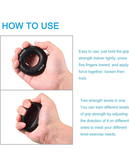 Fortalecedor de Agarre de Mano uxcell 70-80 Lbs Silicona Negro