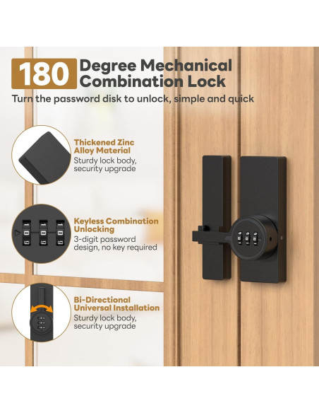 Cerradura de puerta de granero SecureLatch SEL-Code Lock02 negra