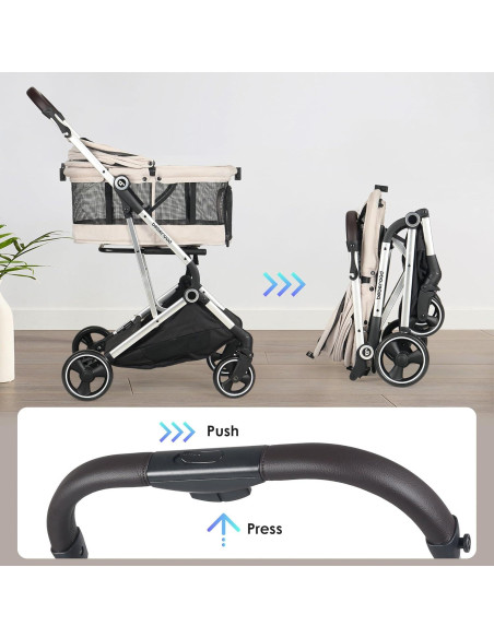 Carrito de Mascotas BEBEROAD PETS Plegable 4 Ruedas Beige Carrito de Mascotas BEBEROAD PETS Plegable 4 Ruedas Beige