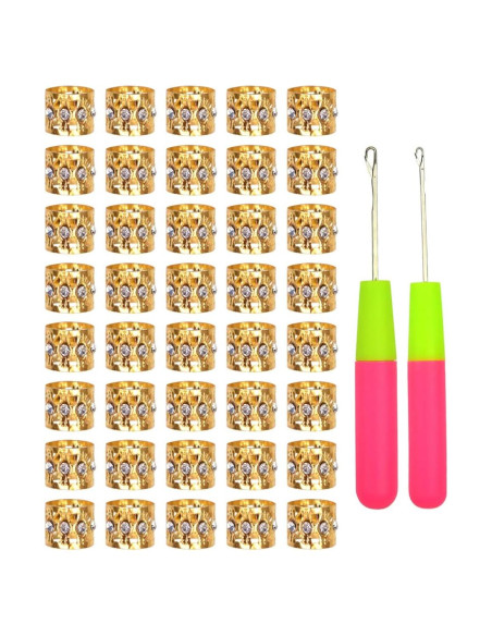 40 Anillos de Dreadlocks Dorados BIYOUTE con Rhinestones