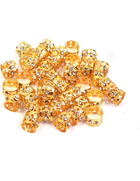 40 Anillos de Dreadlocks Dorados BIYOUTE con Rhinestones