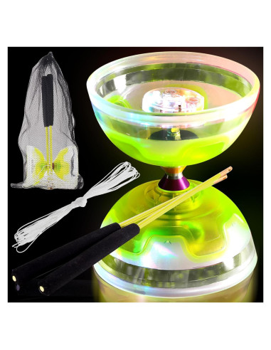 Juego de Diabolo Chino LED Chitidr 12.8 cm Amarillo