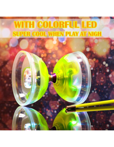 Juego de Diabolo Chino LED Chitidr 12.8 cm Amarillo