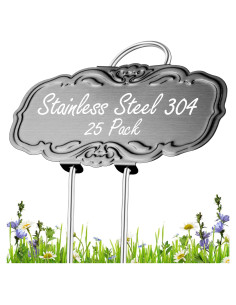 Etiquetas de Jardín Gottinfurt 25 Piezas Acero Inoxidable 9.5x3.5cm