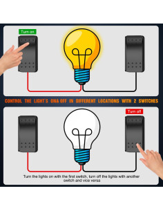 Interruptor de Palanca 3 Vías Nilight 12V 24V Impermeable 2PCS 2