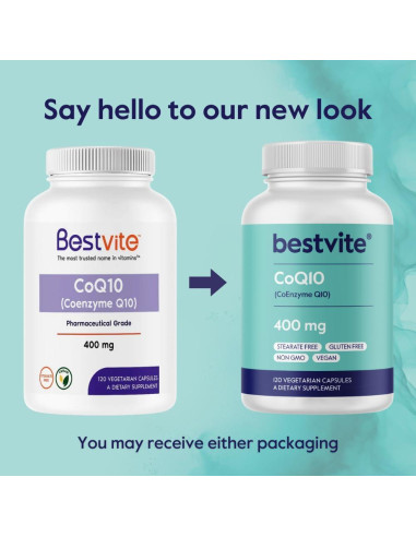 Coenzima CoQ10 400mg Bestvite - 120 Cápsulas Vegetarianas