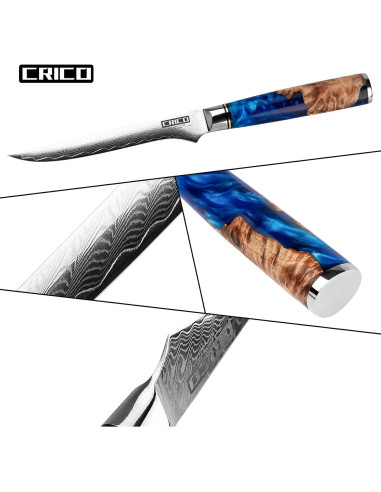 Cuchillo de Deshuesar CRICO Damasco 13.5 cm Acero VG10 Forjado