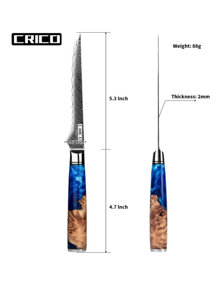 Cuchillo de Deshuesar CRICO Damasco 13.5 cm Acero VG10 Forjado