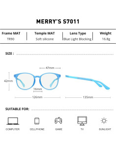 Gafas bloqueadoras de luz azul MERRY'S para niños 6-10 años 2