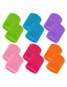 Muñequera Deportiva Fumwase 6 Pares Algodón Colores Vivos