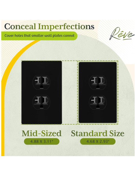 Placa de Pared Dúplex TG Mediana Sin Tornillos Negro 12.39x7.91cm