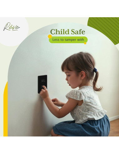 Placa de Pared Dúplex TG Mediana Sin Tornillos Negro 12.39x7.91cm