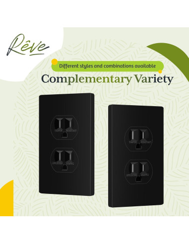 Placa de Pared Dúplex TG Mediana Sin Tornillos Negro 12.39x7.91cm