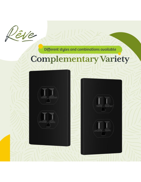 Placa de Pared Dúplex TG Mediana Sin Tornillos Negro 12.39x7.91cm