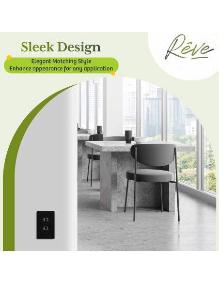 Placa de Pared Dúplex TG Mediana Sin Tornillos Negro 12.39x7.91cm