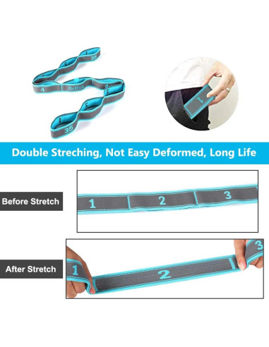 Correa de Estiramiento Elástica DEHUB 108cm Azul para Yoga y Pilates