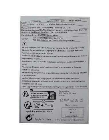 Correa de Estiramiento Elástica DEHUB 108cm Azul para Yoga y Pilates