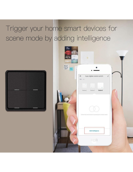 Interruptor Inteligente Inalámbrico ZigBee MoesGo Negro 4 Gang
