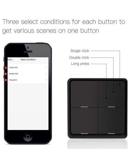 Interruptor Inteligente Inalámbrico ZigBee MoesGo Negro 4 Gang