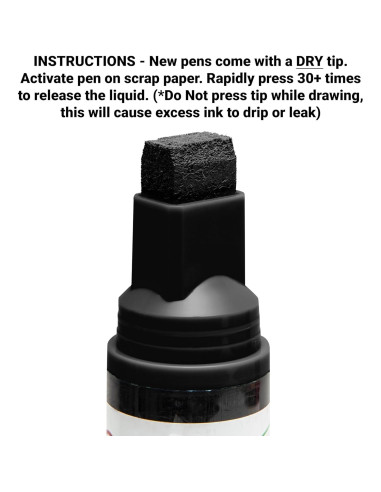 Marcador de Tiza Líquida para Ventanas Arcoíris - Negro Punta Ancha