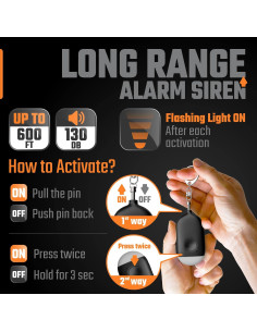 Llave de Alarma Personal WETEN 130dB Recargable USB con Luz LED 2