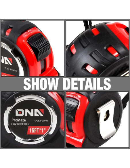 Cinta Métrica de Acero DNA Motoring 4.88 m con Bloqueo Cinta Métrica de Acero DNA Motoring 4.88 m con Bloqueo