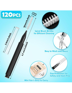 120 Cepillos Interdentales MAPVOLUT para Cuidado Oral Negro 2