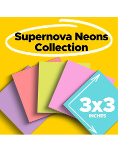 Notas Post-it Súper Adhesivas Neones Supernova 12 Blocs 7.62 cm 2