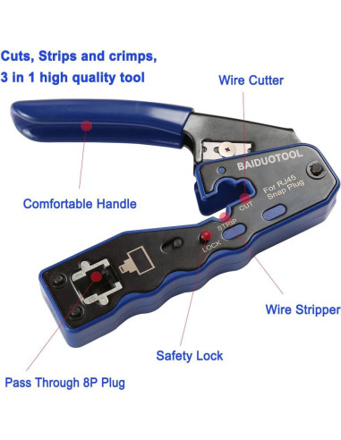 Kit de Herramientas de Crimpado RJ45 BAIDUOTOOL Cat5 Cat6
