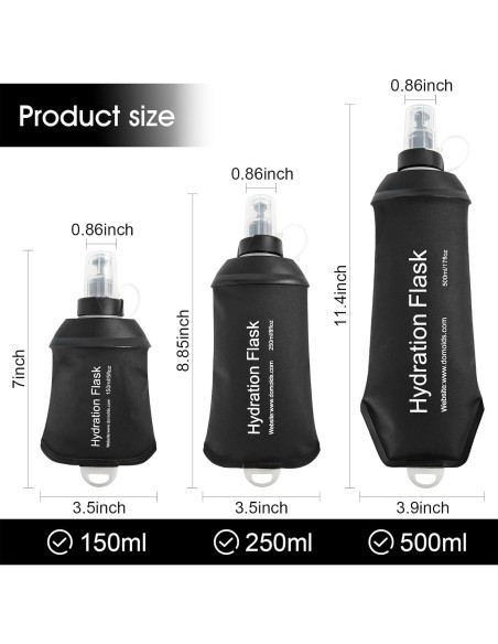 Botella de Agua Colapsable WILDREEDS 150ml Negra TPU