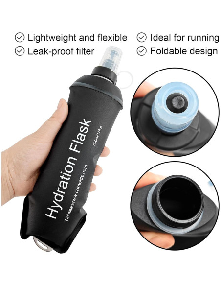 Botella de Agua Colapsable WILDREEDS 150ml Negra TPU