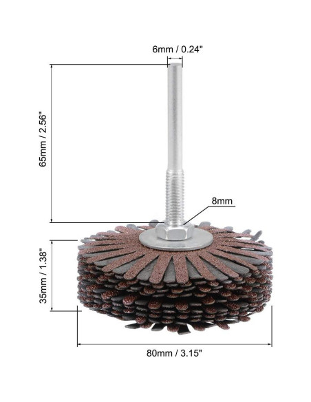 Rueda de Lijado Abrasiva Flap uxcell 80mm 80 Grano para Madera