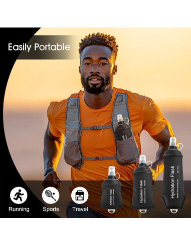 Botella de Agua Colapsable WILDREEDS 150ml Negra TPU