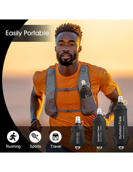 Botella de Agua Colapsable WILDREEDS 150ml Negra TPU