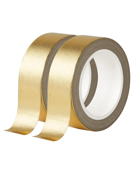 Cinta Washi Dorada QDiShi 2 Rollos 15mm x 10m Decorativa