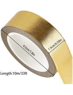 Cinta Washi Dorada QDiShi 2 Rollos 15mm x 10m Decorativa 2