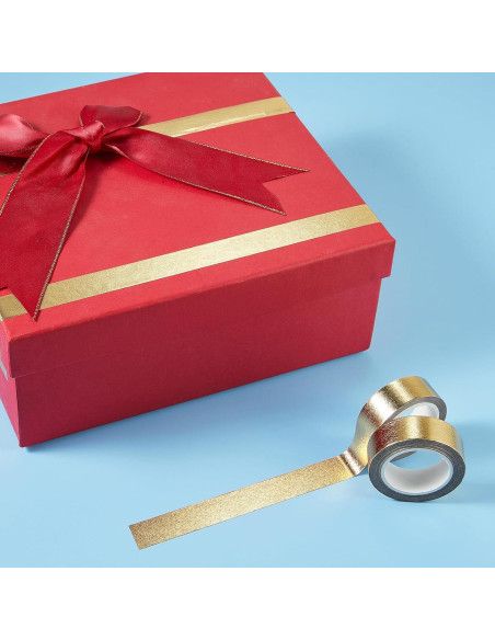 Cinta Washi Dorada QDiShi 2 Rollos 15mm x 10m Decorativa