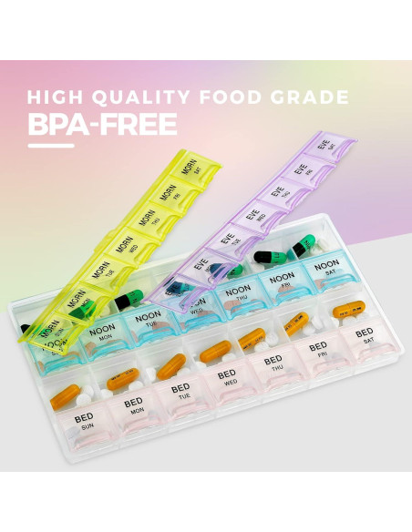 Organizador de Pastillas MEDca - Semanal 28 Compartimentos BPA Libre