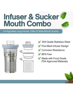 Botella Infusora de Té Farasi Azul 710 ml Acero Inoxidable Aislada 2