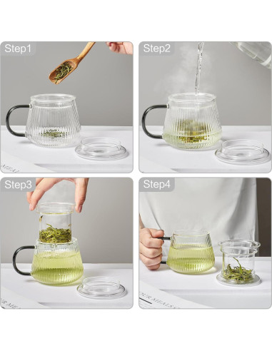 Taza Infusora de Té Lezero de Vidrio Borosilicato 414ml