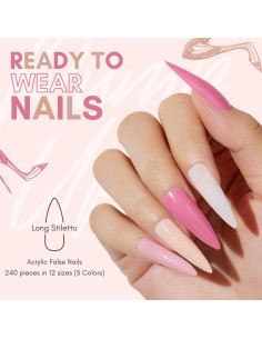 Kit de Uñas Acrílicas Makartt Stiletto Largo 240PCS Gel 2