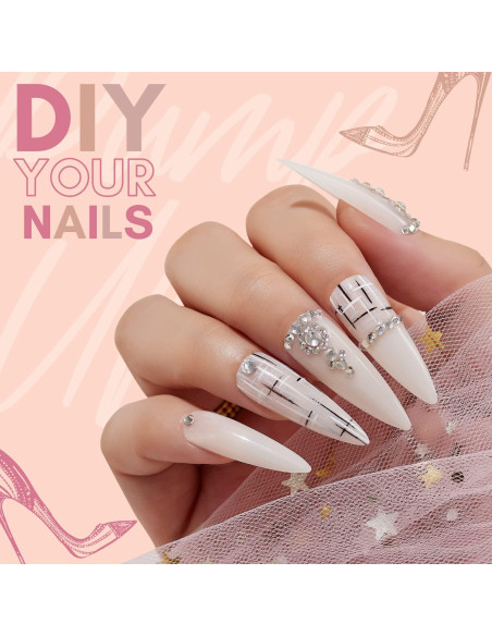 Kit de Uñas Acrílicas Makartt Stiletto Largo 240PCS Gel