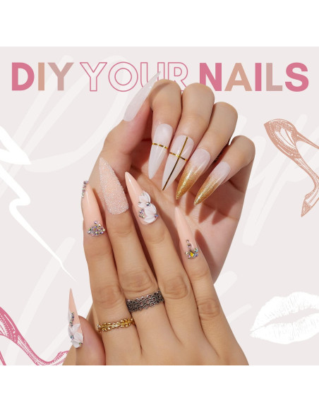 Kit de Uñas Acrílicas Makartt Stiletto Largo 240PCS Gel