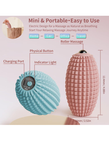 Bola de Masaje Vibrante JIEJUNJIE Azul para Relajación Muscular