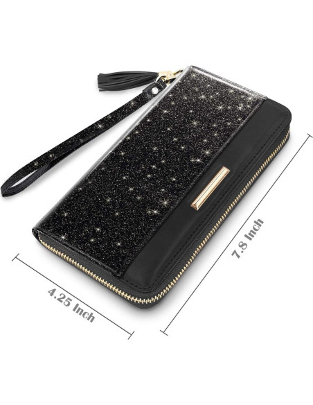 Cartera de Cuero PU para Mujeres con Borlas y Correa - Rosa Dorado Cartera de Cuero PU para Mujeres con Borlas y Correa - Rosa Dorado