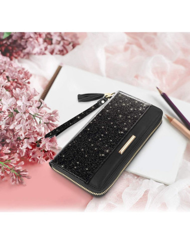 Cartera de Cuero PU para Mujeres con Borlas y Correa - Rosa Dorado