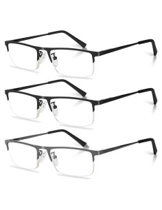 Gafas de lectura Anourney 3 PCS Metal Ligeras Anti Luz Azul 1.0x