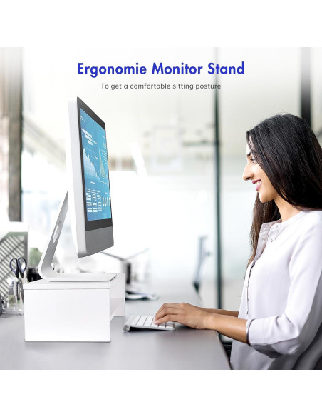 Soporte Elevador para Monitor BEYGORM Blanco 42x20.1 cm Soporte Elevador para Monitor BEYGORM Blanco 42x20.1 cm