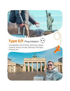 Adaptador de Viaje LENCENT 2 Pack Tipo E/F 4 Salidas USB 2