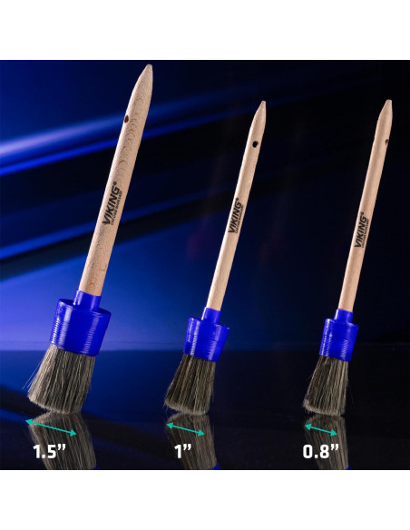 Juego de Cepillos de Detalle VIKING - 3 Tamaños, Cerdas Suaves